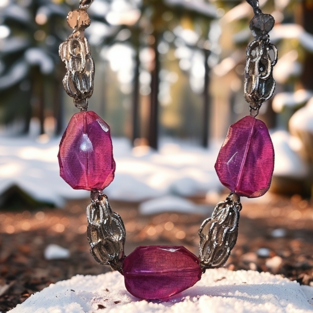 PuSilver Filigree Necklace with Intricate Design